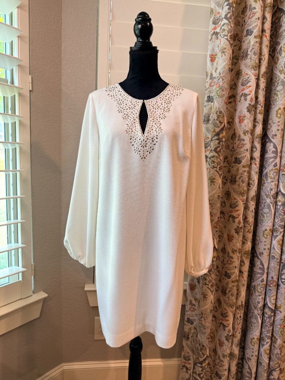 Trina Turk Ivory Embellished Shift Dress